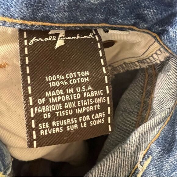 7 For All Mankind Blue Austyn Fringe Slit Cotton Straight Leg Jeans Mens Size 32 - Picture 9 of 11